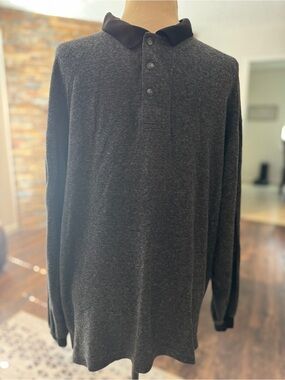 Men's Dark Heather Gray Warm Long-Sleeve Polo Shirt